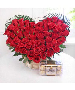 Heart Shape Basket Chocolate Combo