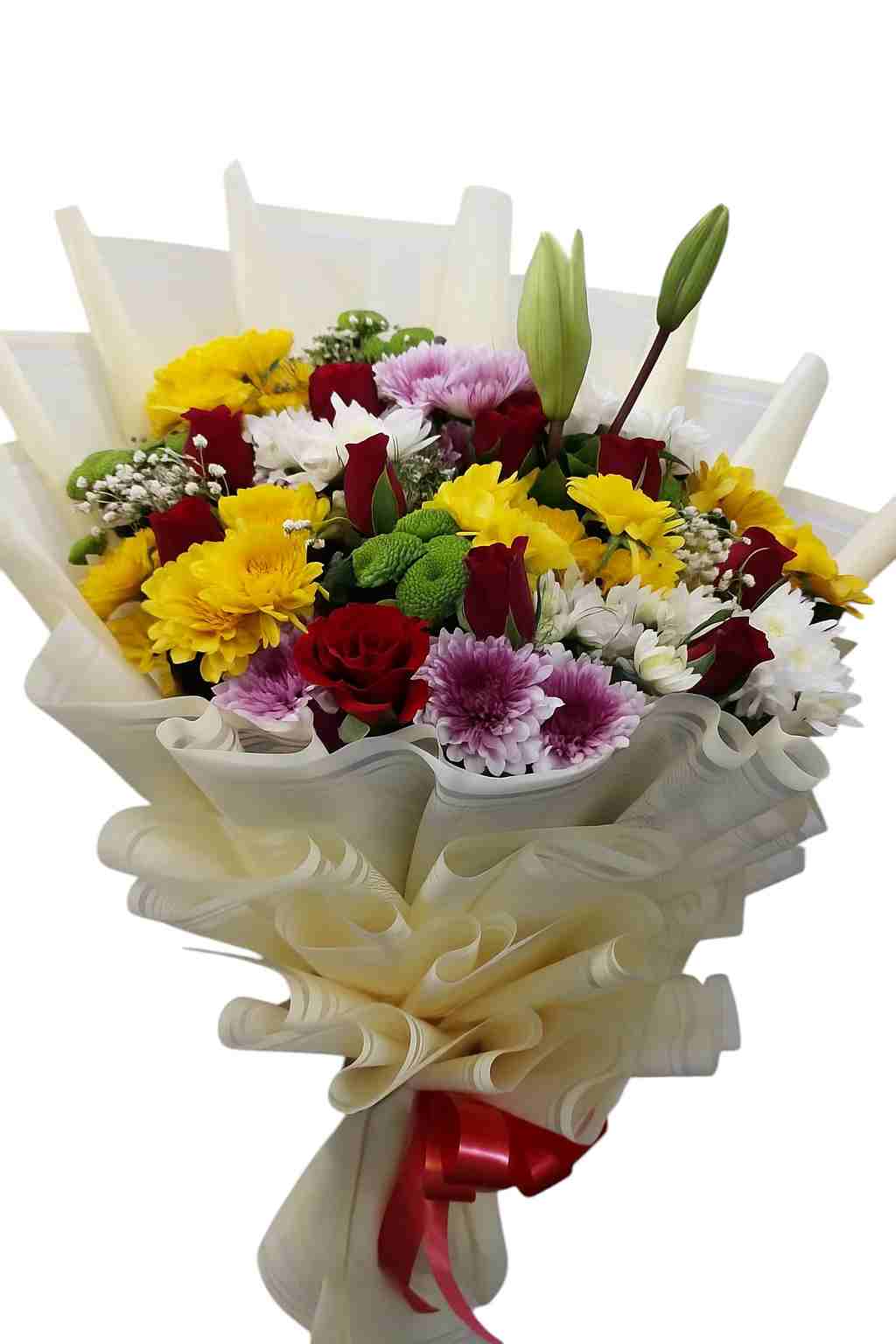 Floral Harmony – Mixed Flowers Hand Bouquet in Korean Wrap