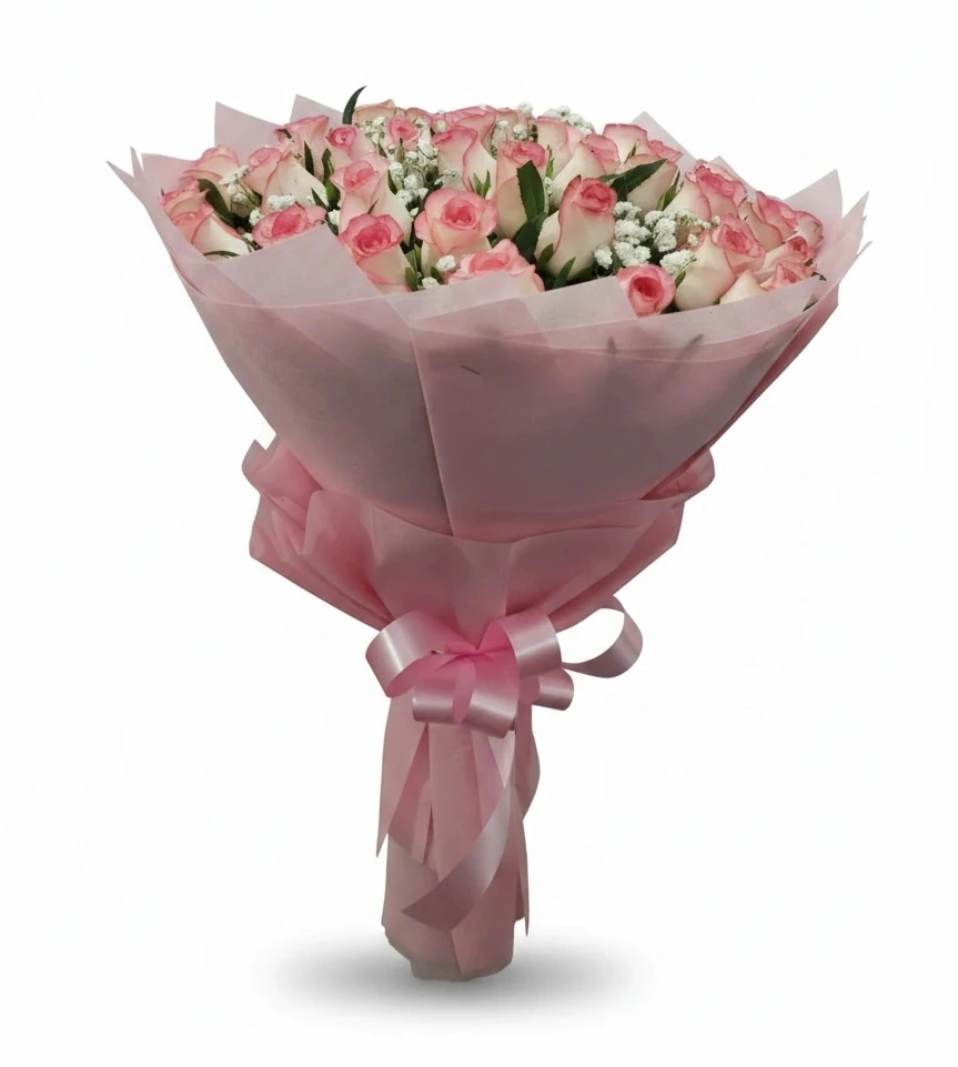 20 Dual Pink Roses Hand Bouquet