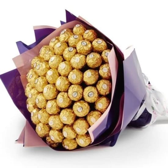 Elegantly arranged chocolate gift hamper with ribbon decoration for online delivery in Hyderabad